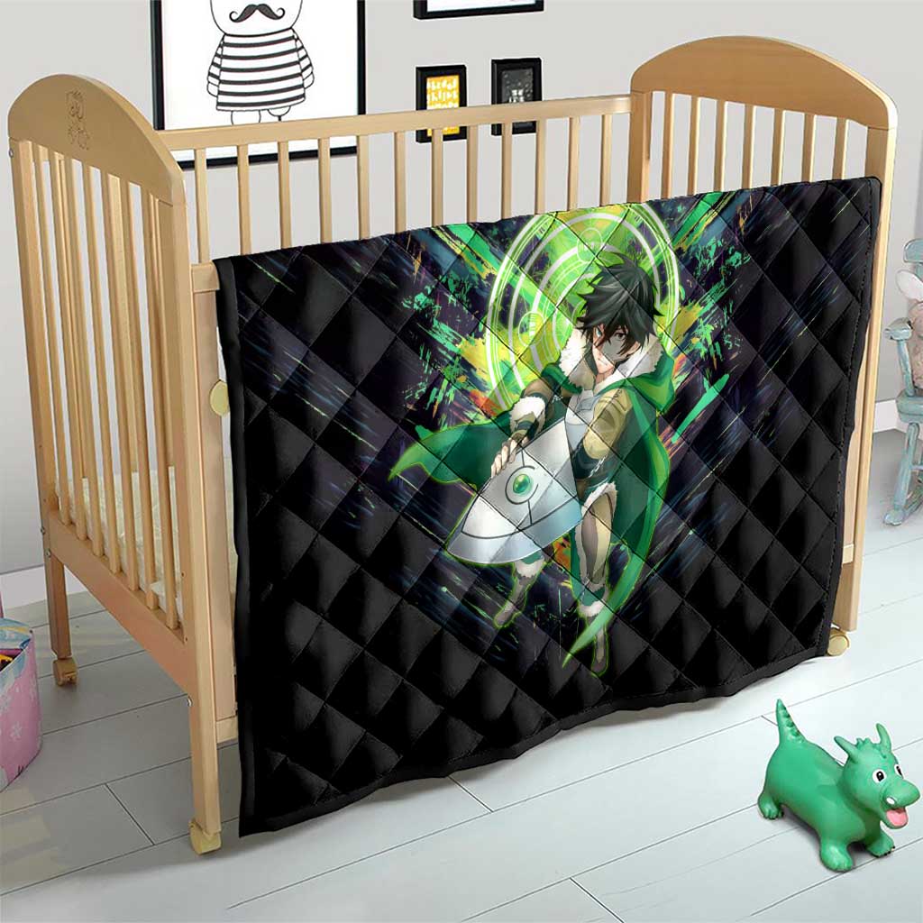 Naofumi The Rising of the Shield Hero Quilt with Dynamic Combat Pose and Energy Circles - The Mazicc