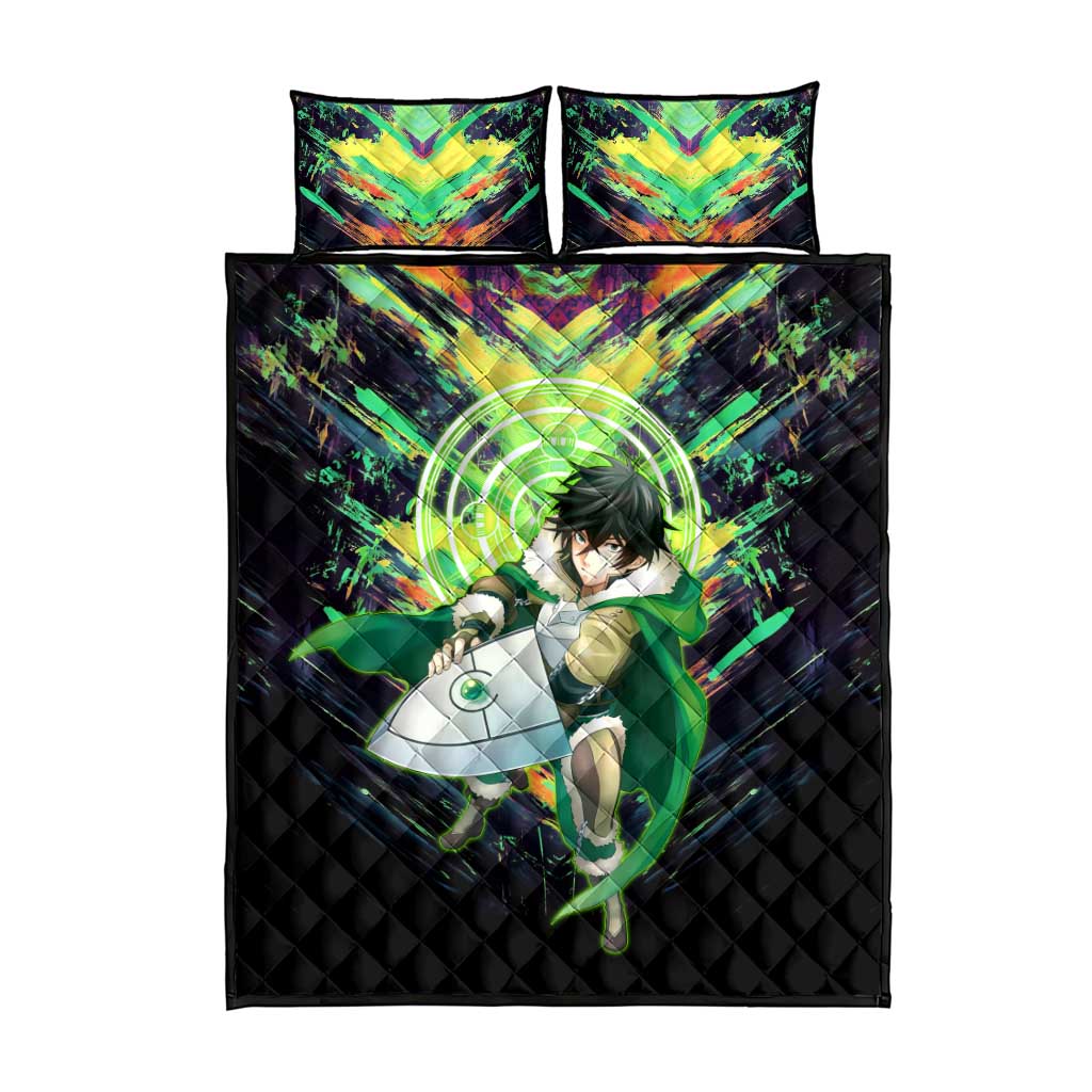 Naofumi The Rising of the Shield Hero Quilt Bed Set with Dynamic Combat Pose and Energy Circles - The Mazicc