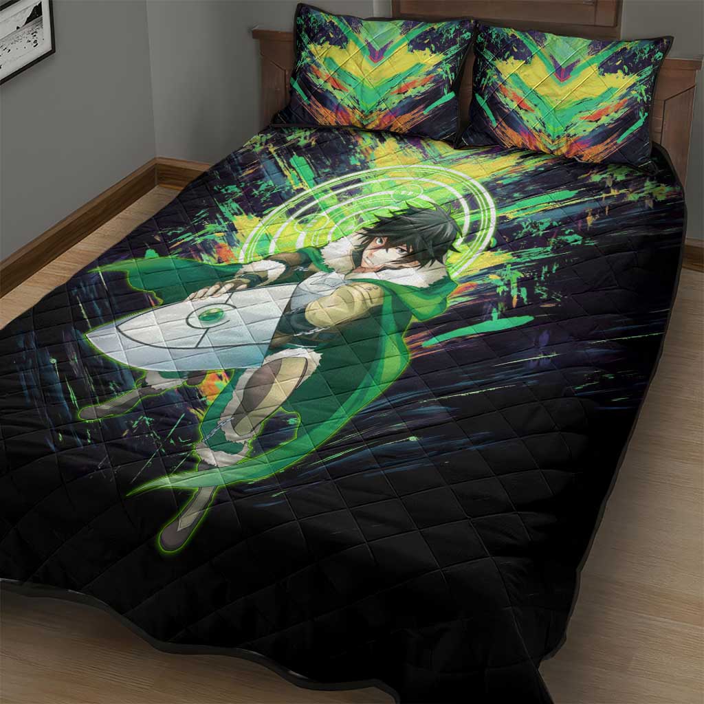 Naofumi The Rising of the Shield Hero Quilt Bed Set with Dynamic Combat Pose and Energy Circles - The Mazicc