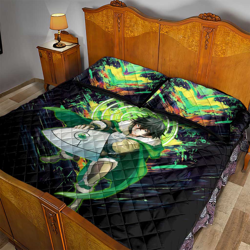 Naofumi The Rising of the Shield Hero Quilt Bed Set with Dynamic Combat Pose and Energy Circles - The Mazicc