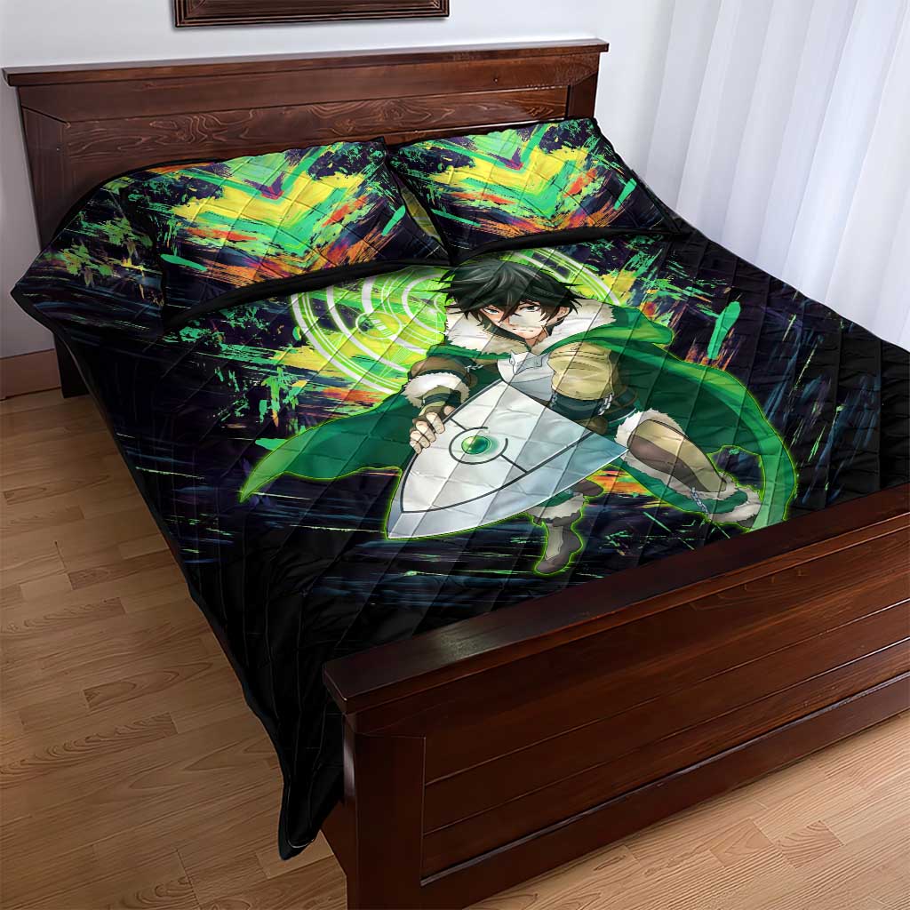 Naofumi The Rising of the Shield Hero Quilt Bed Set with Dynamic Combat Pose and Energy Circles - The Mazicc
