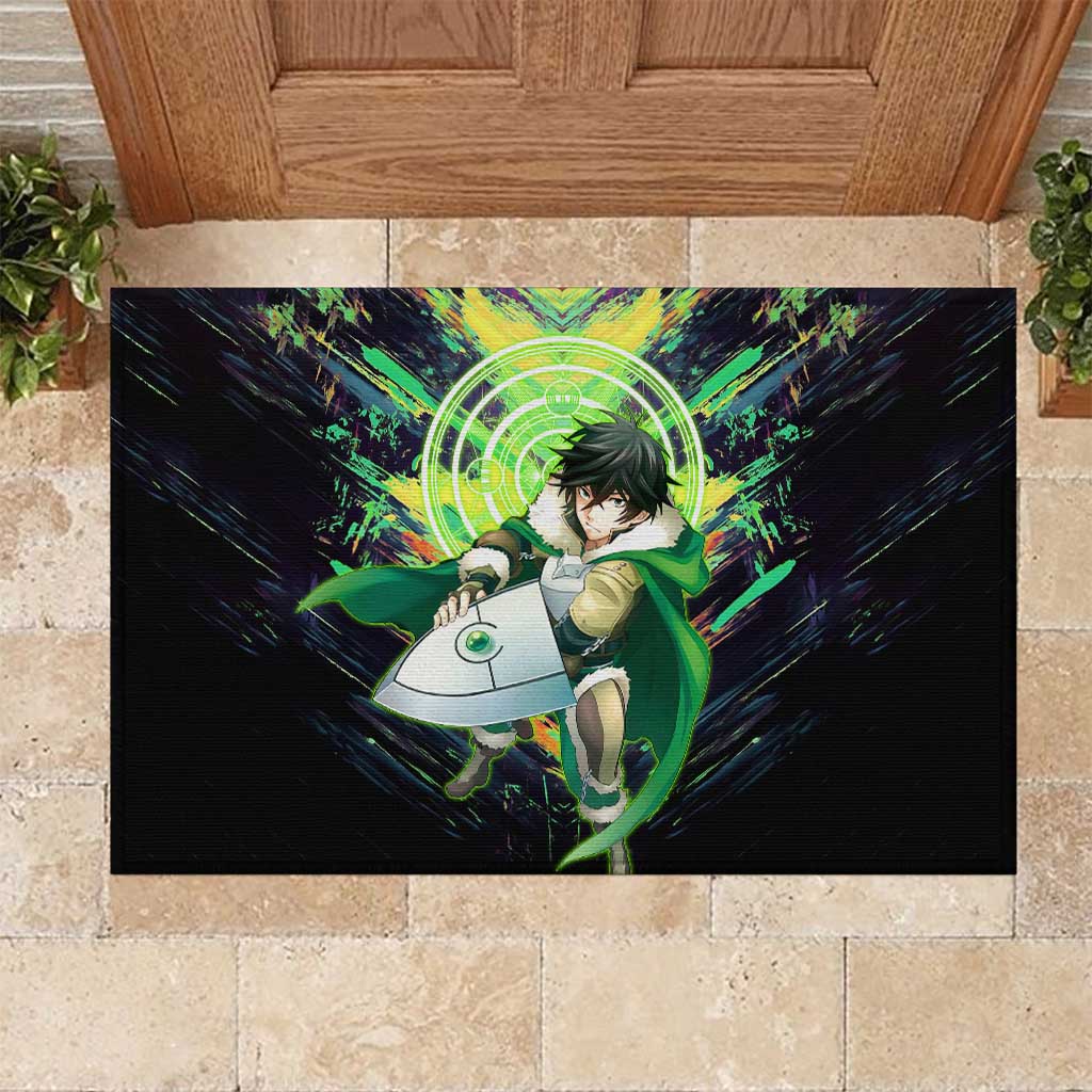 Naofumi The Rising of the Shield Hero Rubber Doormat with Dynamic Combat Pose and Energy Circles - The Mazicc