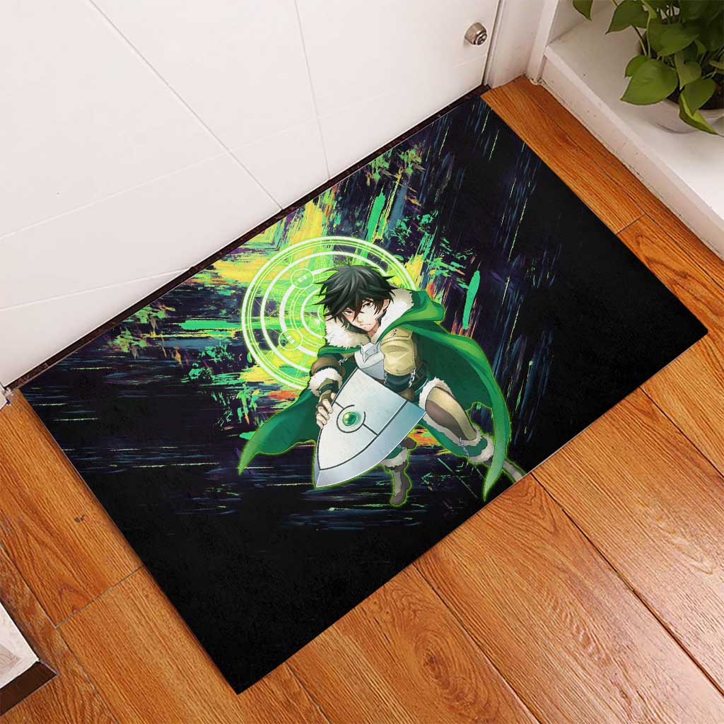 Naofumi The Rising of the Shield Hero Rubber Doormat with Dynamic Combat Pose and Energy Circles - The Mazicc