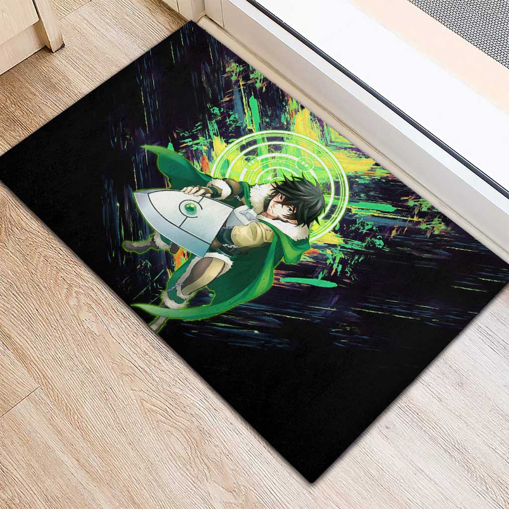 Naofumi The Rising of the Shield Hero Rubber Doormat with Dynamic Combat Pose and Energy Circles - The Mazicc
