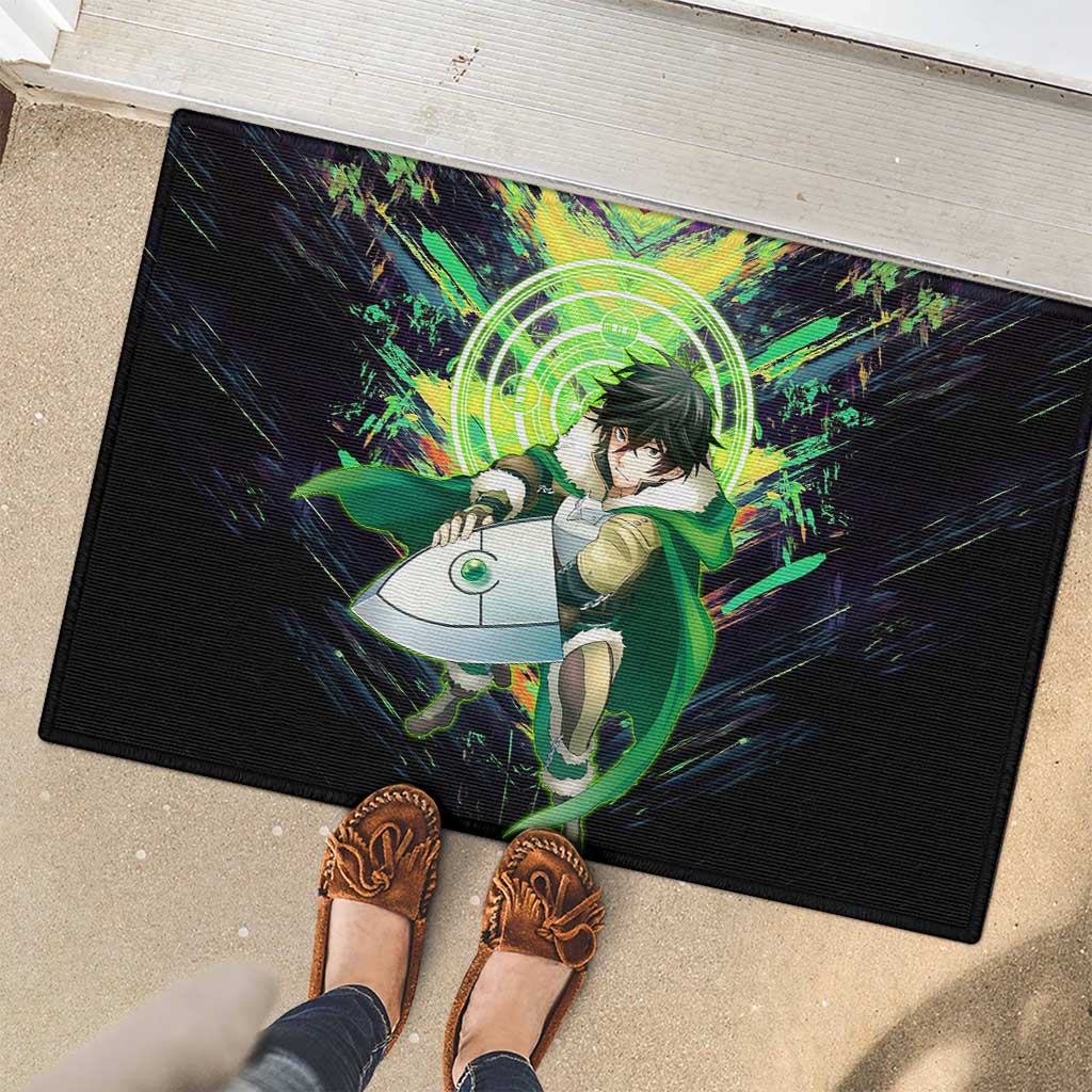 Naofumi The Rising of the Shield Hero Rubber Doormat with Dynamic Combat Pose and Energy Circles - The Mazicc