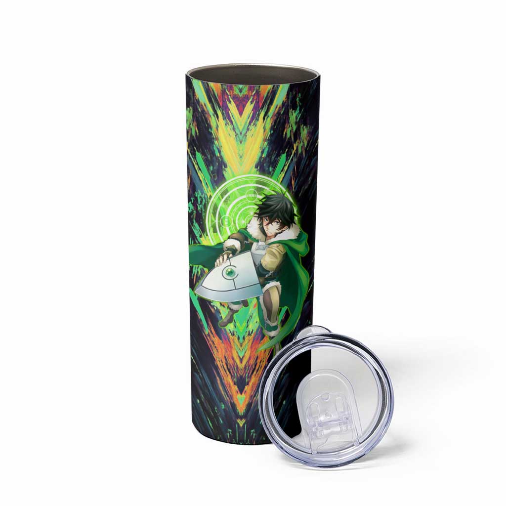 Naofumi The Rising of the Shield Hero Skinny Tumbler with Dynamic Combat Pose and Energy Circles - The Mazicc
