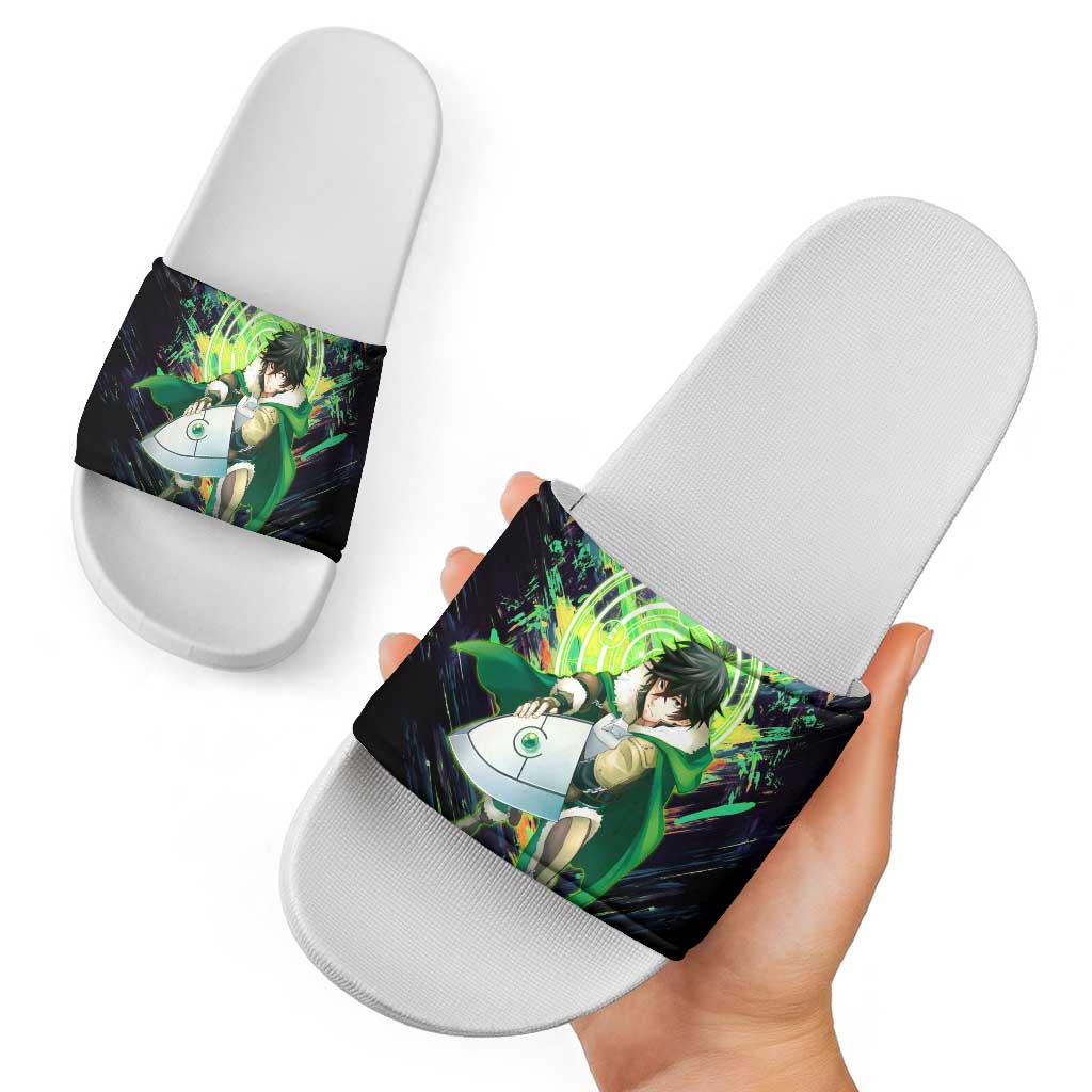 Naofumi The Rising of the Shield Hero Slide Sandals with Dynamic Combat Pose and Energy Circles - The Mazicc