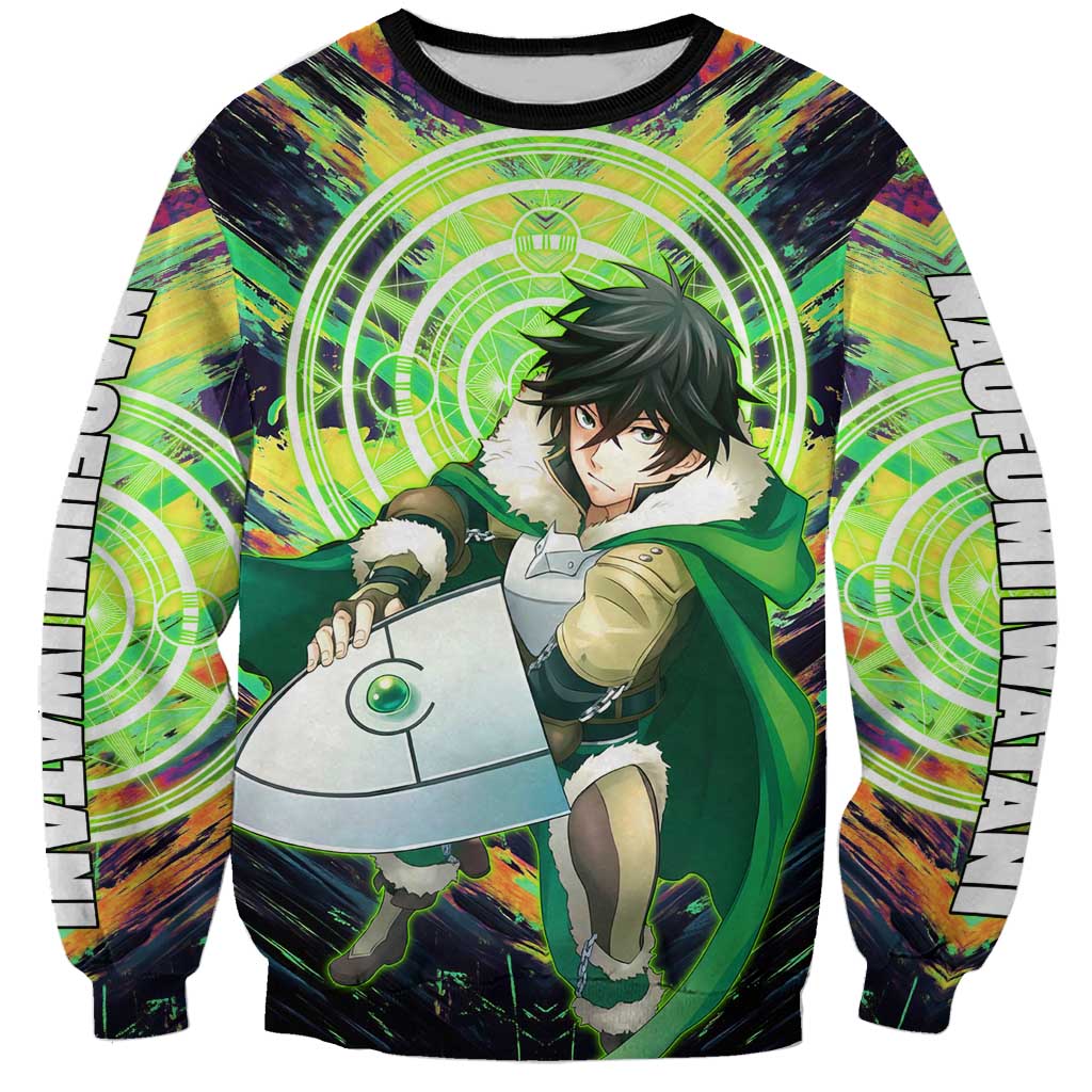 Naofumi The Rising of the Shield Hero Sweatshirt with Dynamic Combat Pose and Energy Circles - The Mazicc