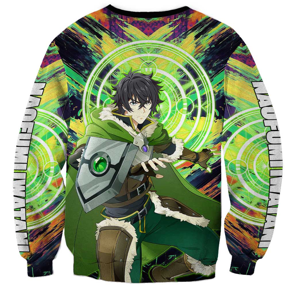 Naofumi The Rising of the Shield Hero Sweatshirt with Dynamic Combat Pose and Energy Circles - The Mazicc
