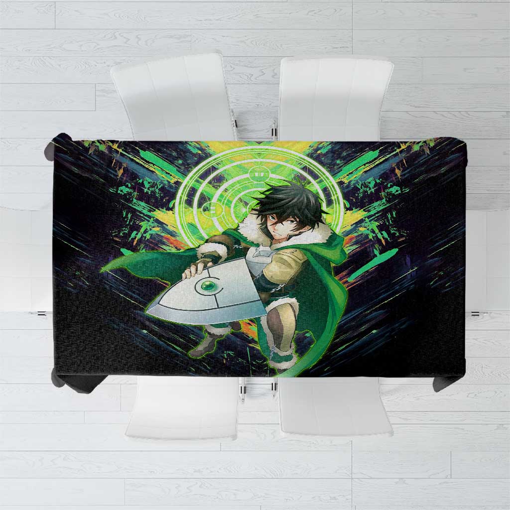 Naofumi The Rising of the Shield Hero Tablecloth with Dynamic Combat Pose and Energy Circles - The Mazicc