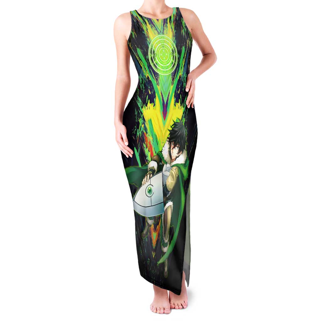 Naofumi The Rising of the Shield Hero Tank Maxi Dress with Dynamic Combat Pose and Energy Circles - The Mazicc