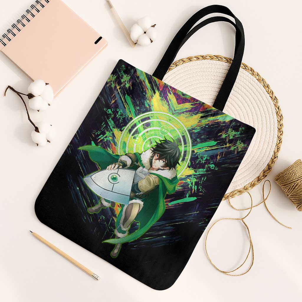 Naofumi The Rising of the Shield Hero Tote Bag with Dynamic Combat Pose and Energy Circles - The Mazicc
