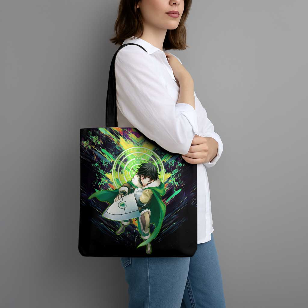 Naofumi The Rising of the Shield Hero Tote Bag with Dynamic Combat Pose and Energy Circles - The Mazicc