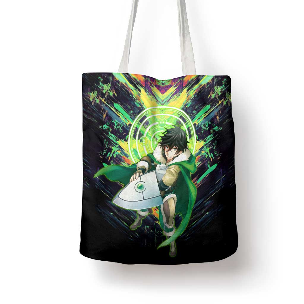 Naofumi The Rising of the Shield Hero Tote Bag with Dynamic Combat Pose and Energy Circles - The Mazicc
