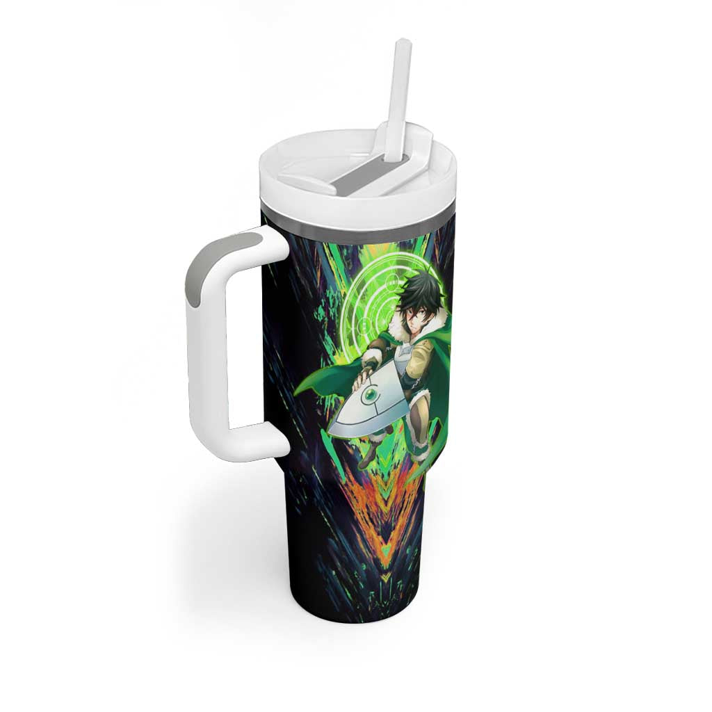 Naofumi The Rising of the Shield Hero Tumbler With Handle with Dynamic Combat Pose and Energy Circles - The Mazicc