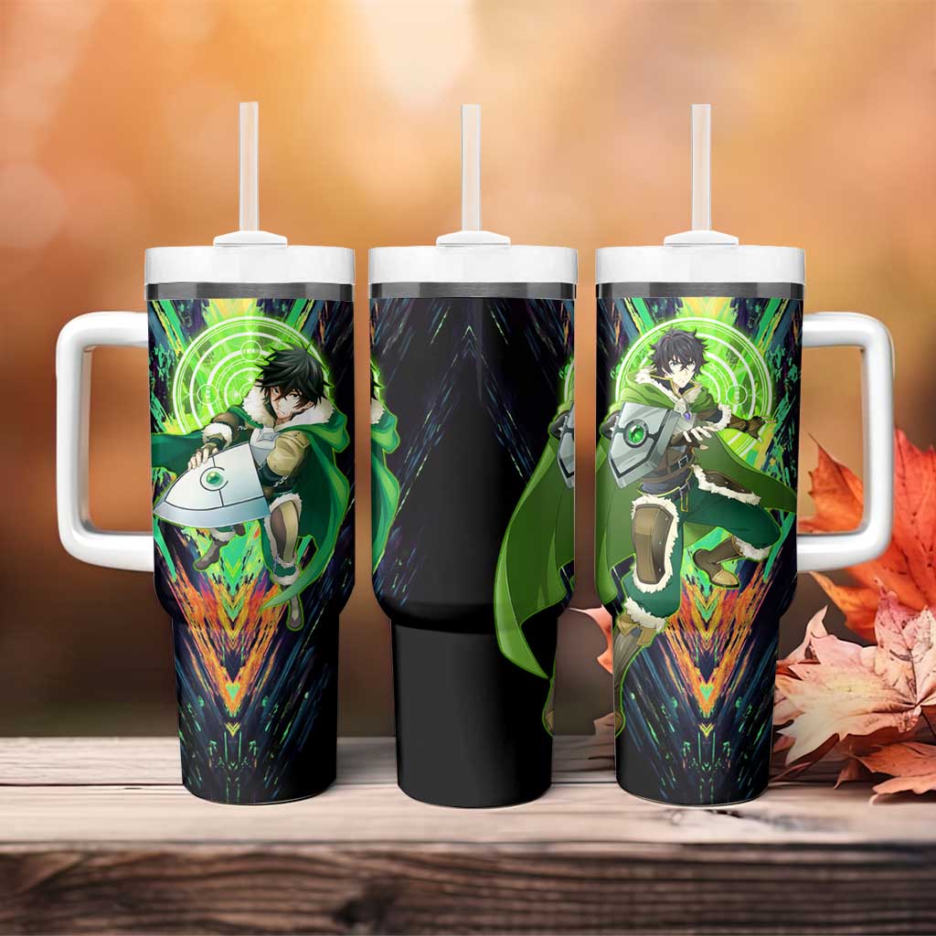 Naofumi The Rising of the Shield Hero Tumbler With Handle with Dynamic Combat Pose and Energy Circles - The Mazicc