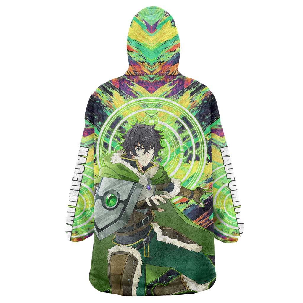Naofumi The Rising of the Shield Hero Wearable Blanket Hoodie with Dynamic Combat Pose and Energy Circles - The Mazicc