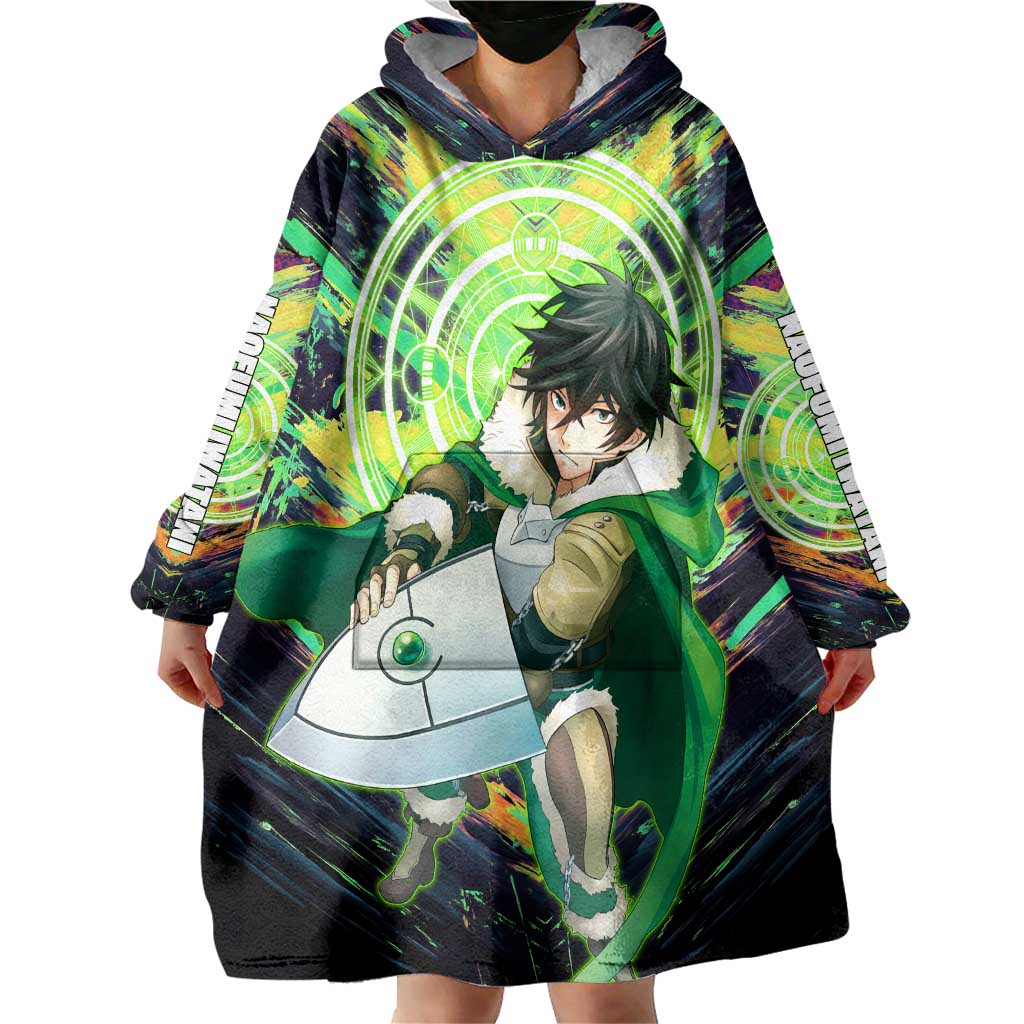 Naofumi The Rising of the Shield Hero Wearable Blanket Hoodie with Dynamic Combat Pose and Energy Circles - The Mazicc