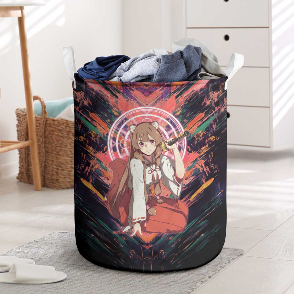 Raphtalia The Rising of the Shield Hero Laundry Basket with Magical Circle Effects and Energetic Battle Pose - The Mazicc