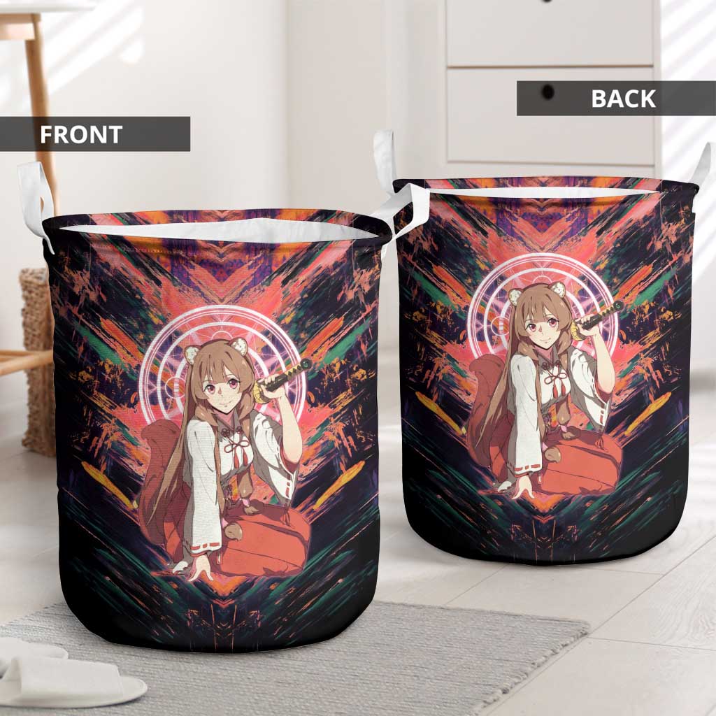 Raphtalia The Rising of the Shield Hero Laundry Basket with Magical Circle Effects and Energetic Battle Pose - The Mazicc