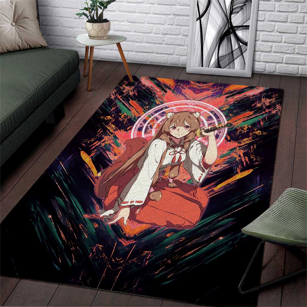 Raphtalia The Rising of the Shield Hero Area Rug with Magical Circle Effects and Energetic Battle Pose - The Mazicc