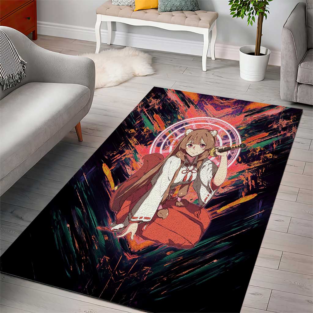 Raphtalia The Rising of the Shield Hero Area Rug with Magical Circle Effects and Energetic Battle Pose - The Mazicc