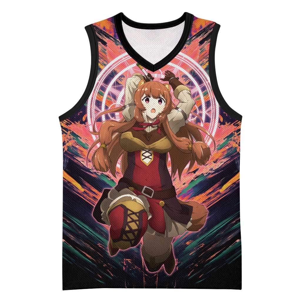 Raphtalia The Rising of the Shield Hero Basketball Jersey with Magical Circle Effects and Energetic Battle Pose - The Mazicc