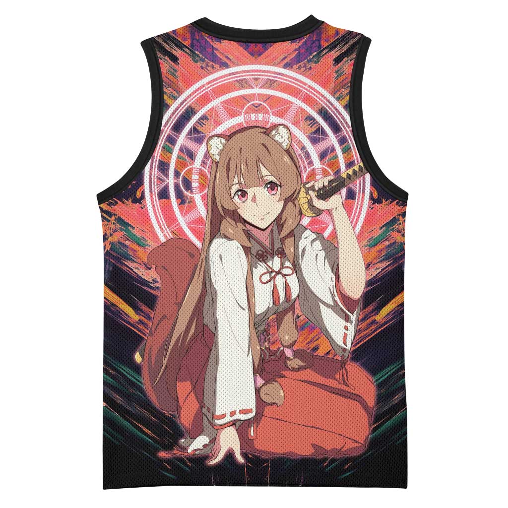 Raphtalia The Rising of the Shield Hero Basketball Jersey with Magical Circle Effects and Energetic Battle Pose - The Mazicc