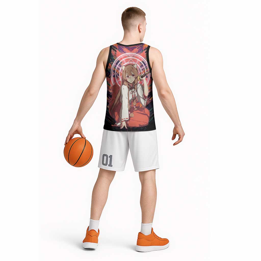 Raphtalia The Rising of the Shield Hero Basketball Jersey with Magical Circle Effects and Energetic Battle Pose - The Mazicc