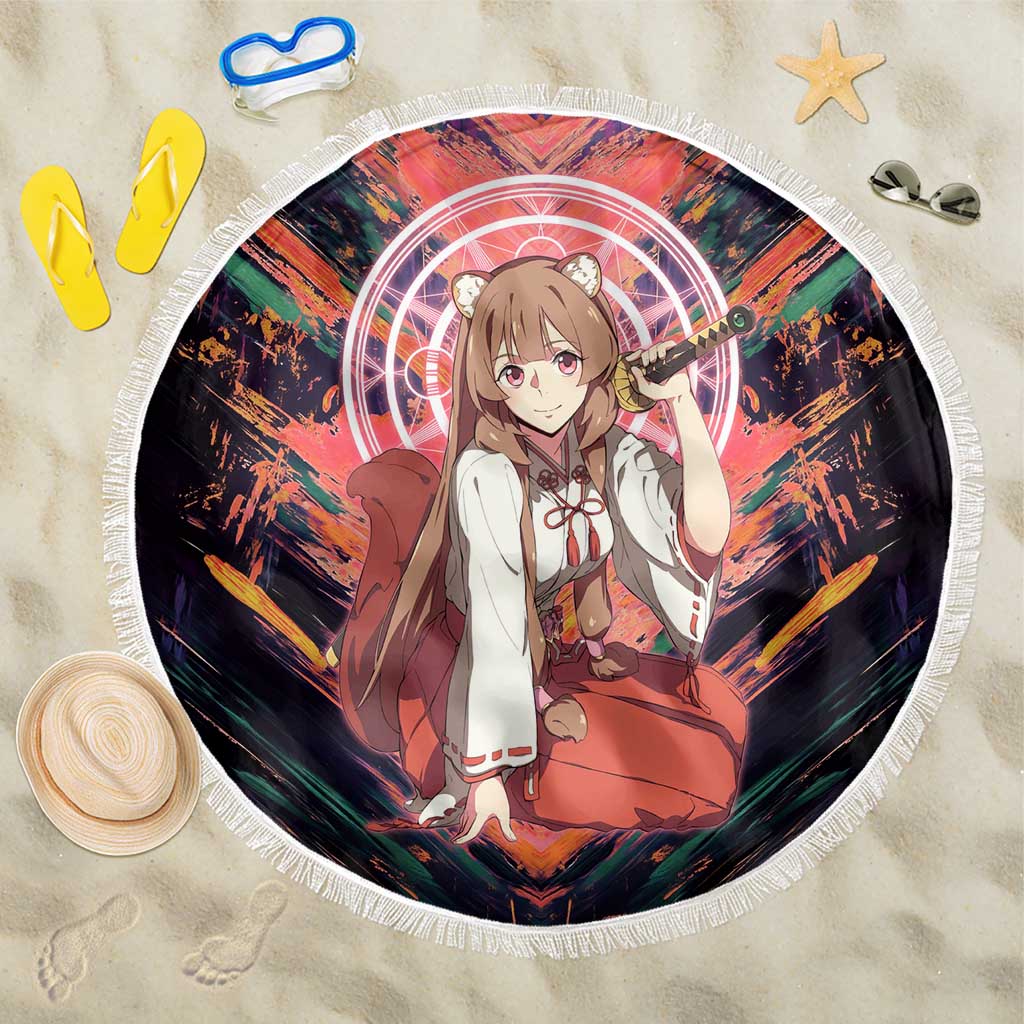 Raphtalia The Rising of the Shield Hero Beach Blanket with Magical Circle Effects and Energetic Battle Pose - The Mazicc