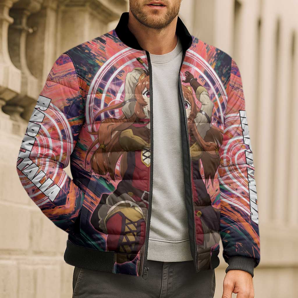 Raphtalia The Rising of the Shield Hero Bomber Puffer Jacket with Magical Circle Effects and Energetic Battle Pose - The Mazicc