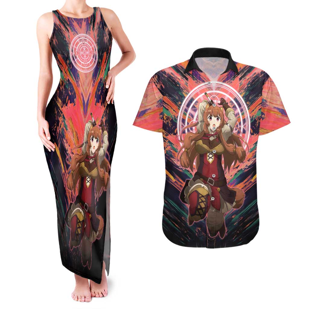 Raphtalia The Rising of the Shield Hero Couples Matching Tank Maxi Dress and Hawaiian Shirt with Magical Circle Effects and Energetic Battle Pose - The Mazicc