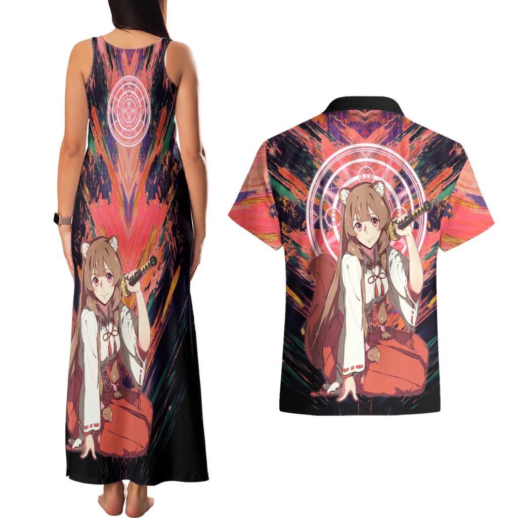 Raphtalia The Rising of the Shield Hero Couples Matching Tank Maxi Dress and Hawaiian Shirt with Magical Circle Effects and Energetic Battle Pose - The Mazicc