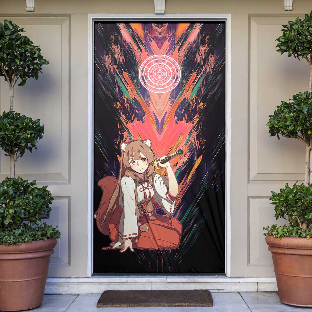 Raphtalia The Rising of the Shield Hero Door Cover with Magical Circle Effects and Energetic Battle Pose - The Mazicc