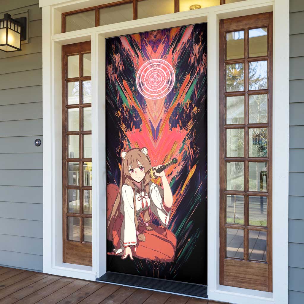 Raphtalia The Rising of the Shield Hero Door Cover with Magical Circle Effects and Energetic Battle Pose - The Mazicc