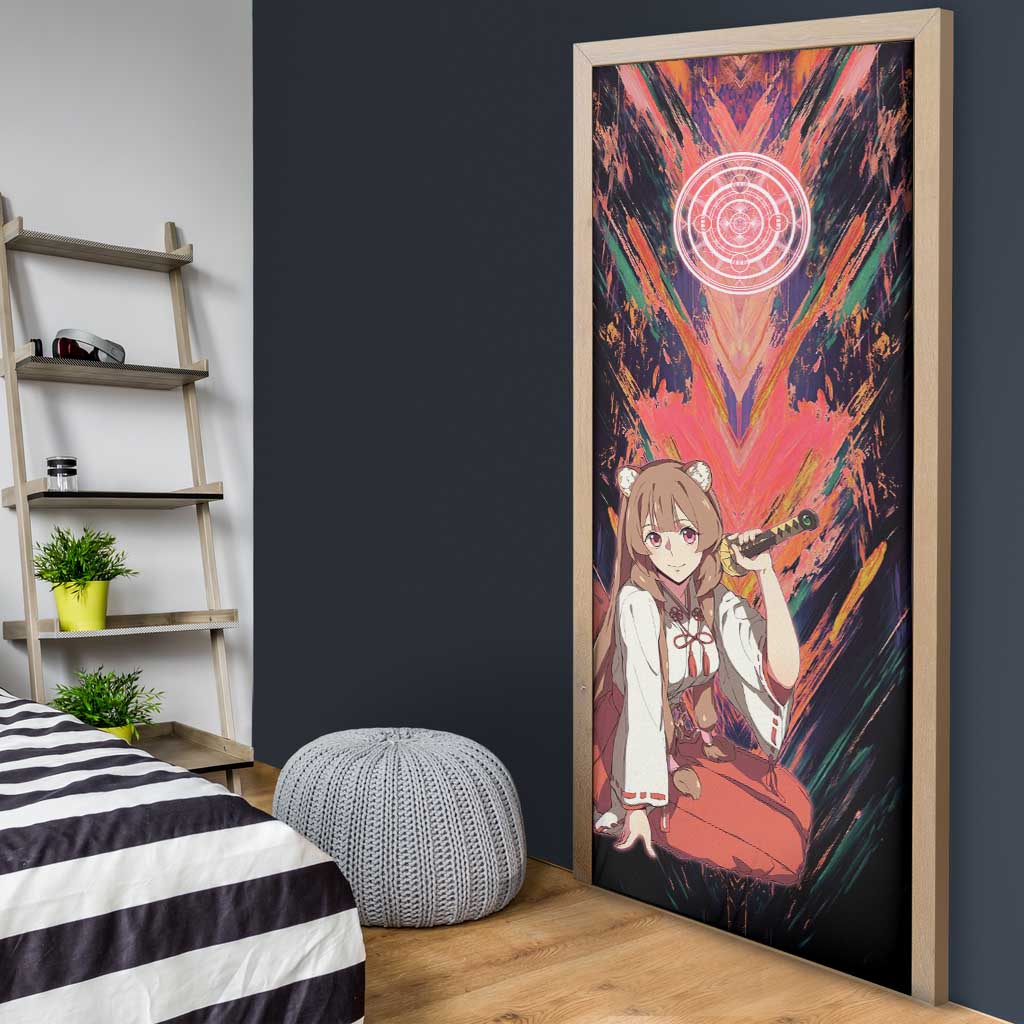 Raphtalia The Rising of the Shield Hero Door Cover with Magical Circle Effects and Energetic Battle Pose - The Mazicc