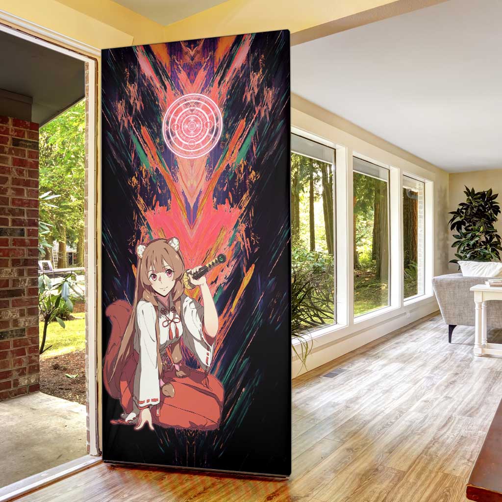 Raphtalia The Rising of the Shield Hero Door Cover with Magical Circle Effects and Energetic Battle Pose - The Mazicc
