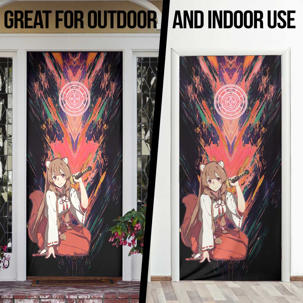 Raphtalia The Rising of the Shield Hero Door Cover with Magical Circle Effects and Energetic Battle Pose - The Mazicc