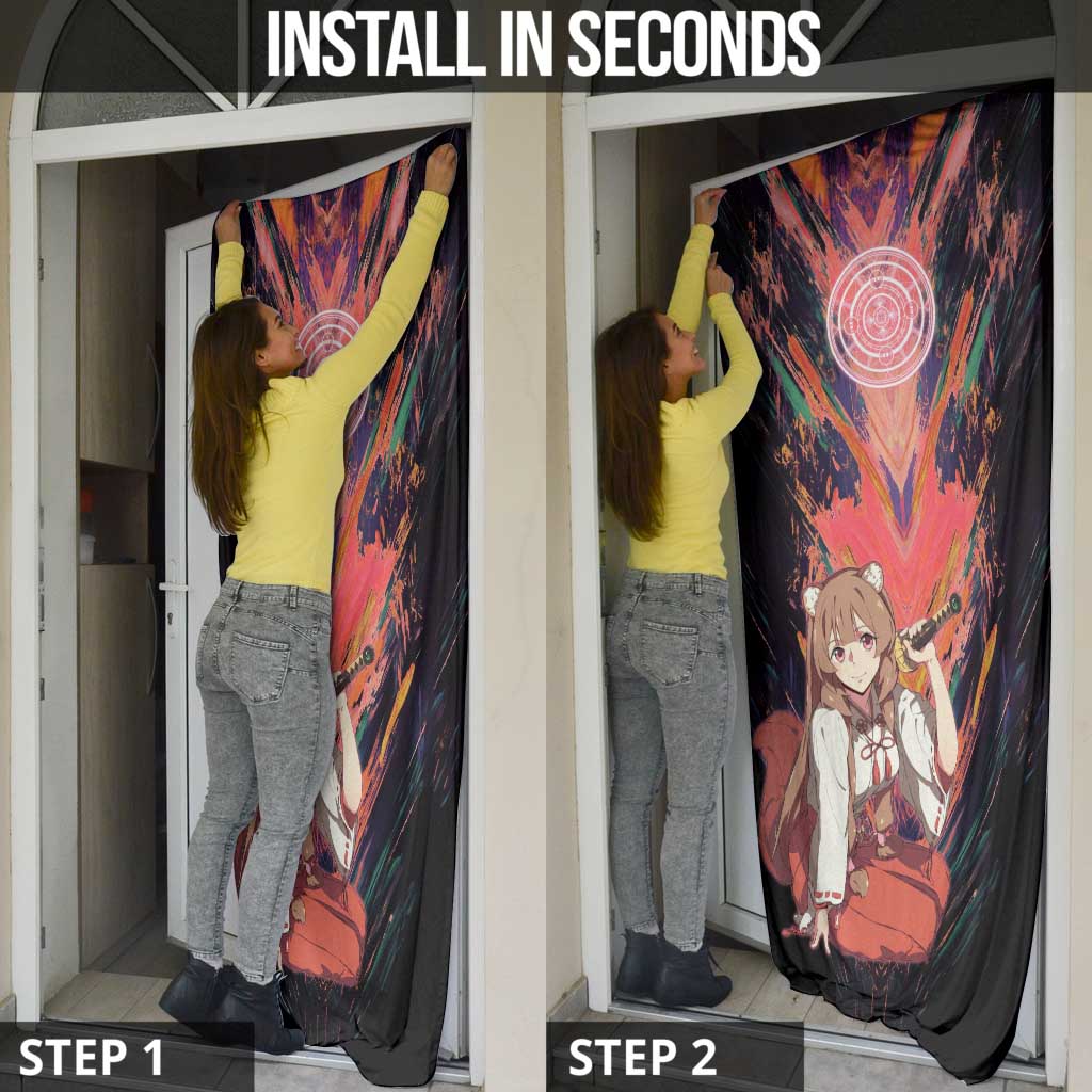 Raphtalia The Rising of the Shield Hero Door Cover with Magical Circle Effects and Energetic Battle Pose - The Mazicc