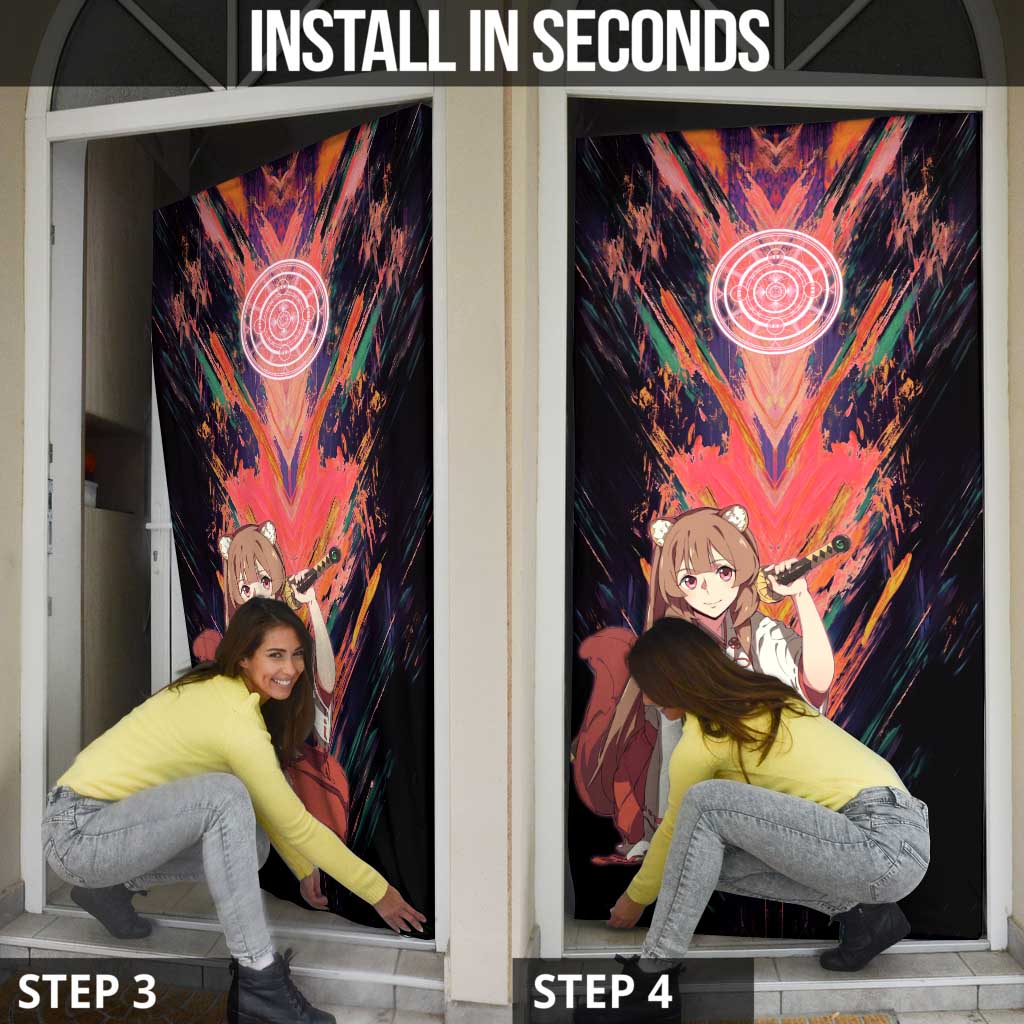 Raphtalia The Rising of the Shield Hero Door Cover with Magical Circle Effects and Energetic Battle Pose - The Mazicc
