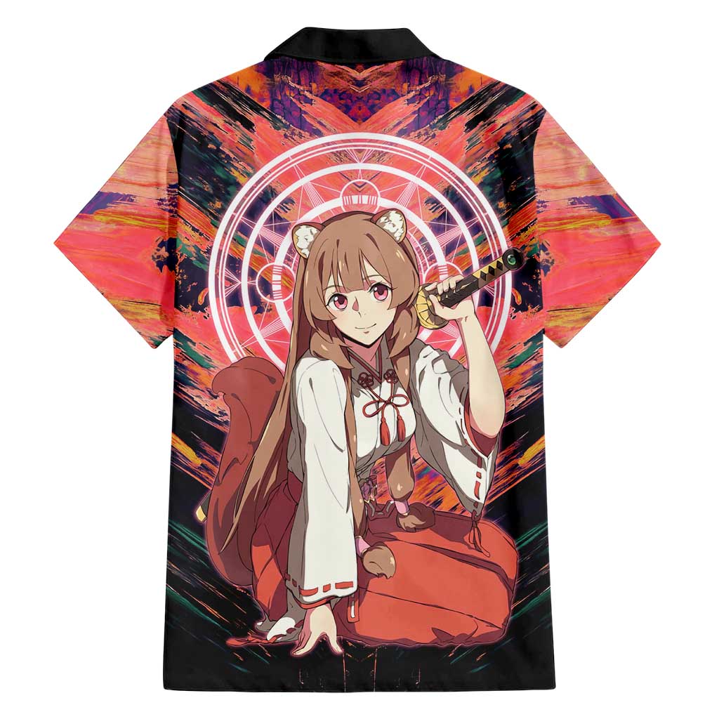Raphtalia The Rising of the Shield Hero Family Matching Off The Shoulder Long Sleeve Dress and Hawaiian Shirt with Magical Circle Effects and Energetic Battle Pose
