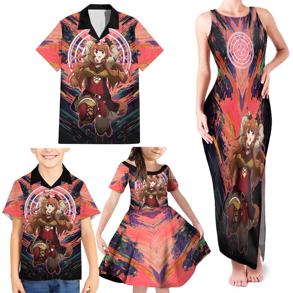 Raphtalia The Rising of the Shield Hero Family Matching Tank Maxi Dress and Hawaiian Shirt with Magical Circle Effects and Energetic Battle Pose