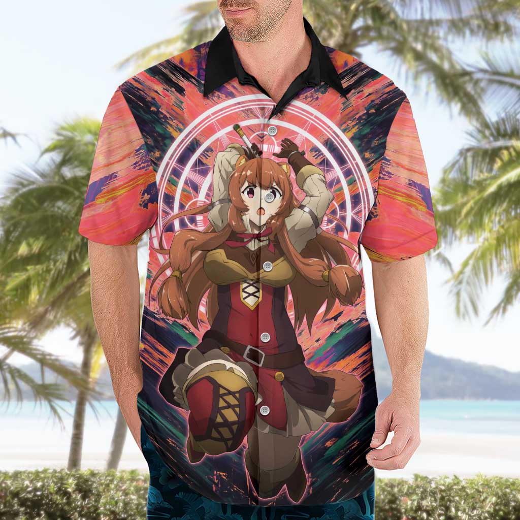 Raphtalia The Rising of the Shield Hero Hawaiian Shirt with Magical Circle Effects and Energetic Battle Pose - The Mazicc