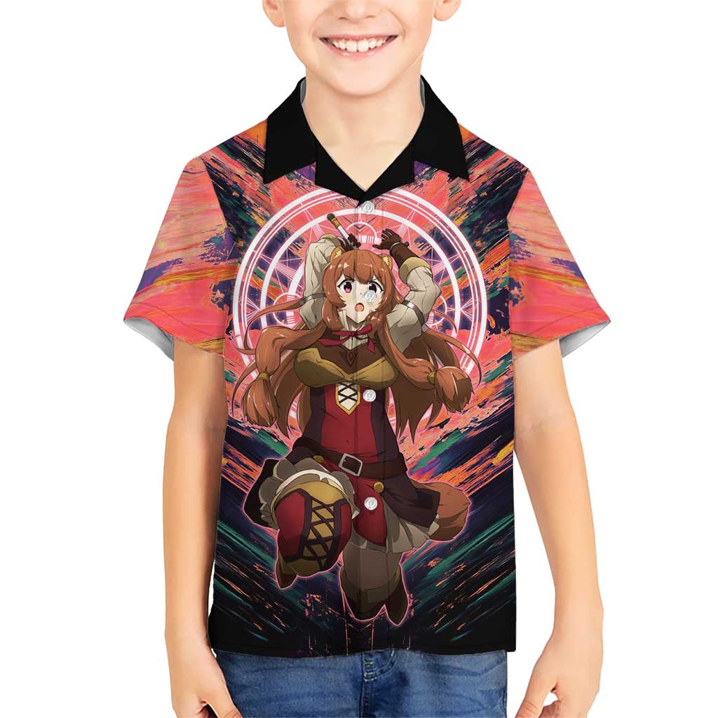 Raphtalia The Rising of the Shield Hero Hawaiian Shirt with Magical Circle Effects and Energetic Battle Pose - The Mazicc