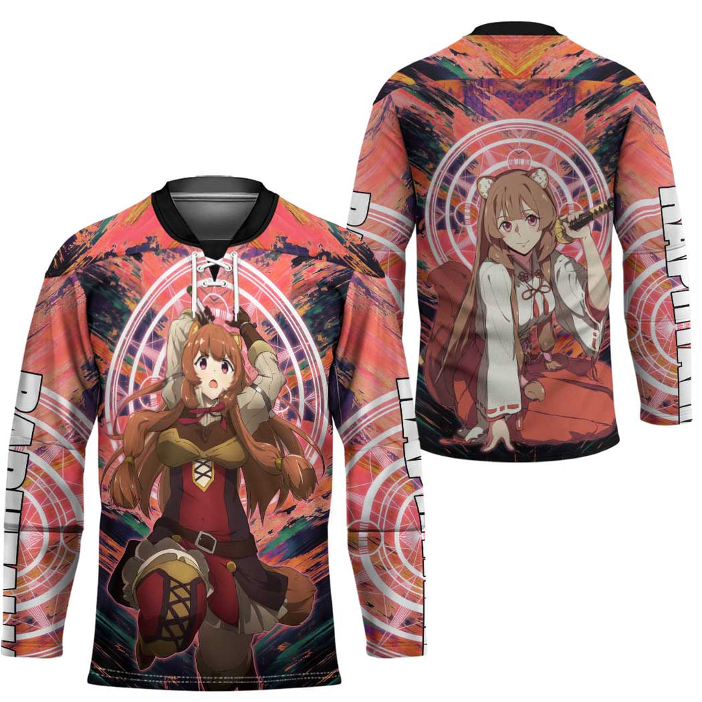Raphtalia The Rising of the Shield Hero Hockey Jersey with Magical Circle Effects and Energetic Battle Pose - The Mazicc