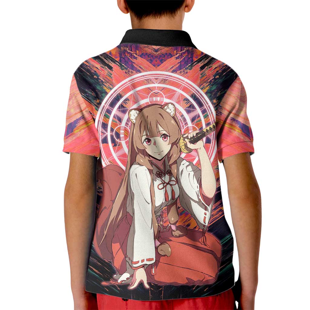Raphtalia The Rising of the Shield Hero Kid Polo Shirt with Magical Circle Effects and Energetic Battle Pose - The Mazicc