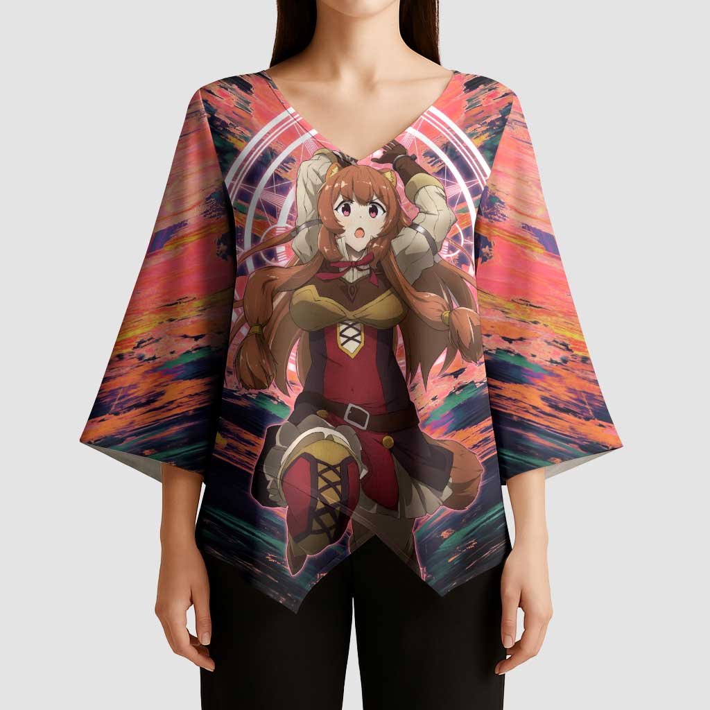 Raphtalia The Rising of the Shield Hero Kimono Sleeve Blouse with Magical Circle Effects and Energetic Battle Pose - The Mazicc