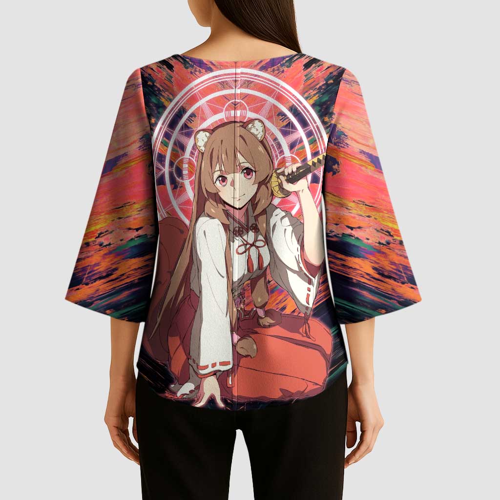 Raphtalia The Rising of the Shield Hero Kimono Sleeve Blouse with Magical Circle Effects and Energetic Battle Pose - The Mazicc