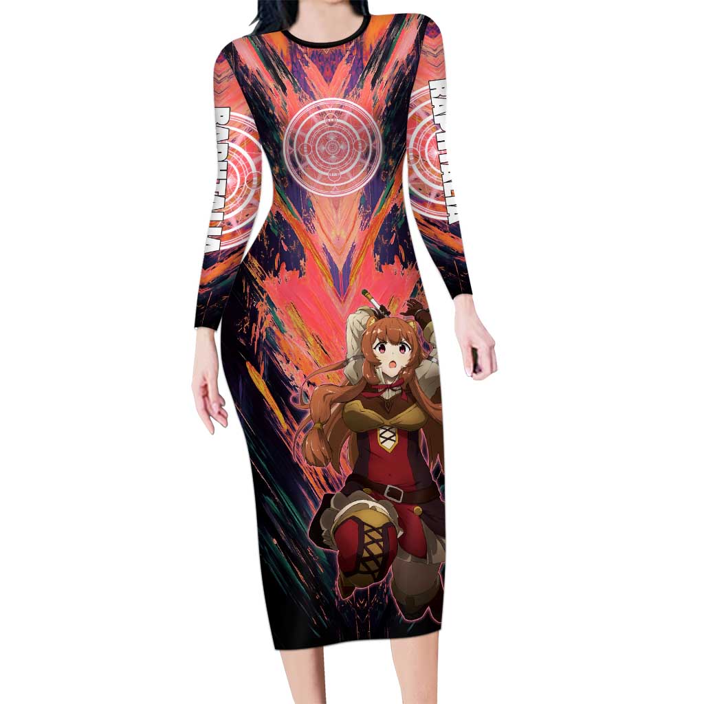 Raphtalia The Rising of the Shield Hero Long Sleeve Bodycon Dress with Magical Circle Effects and Energetic Battle Pose - The Mazicc