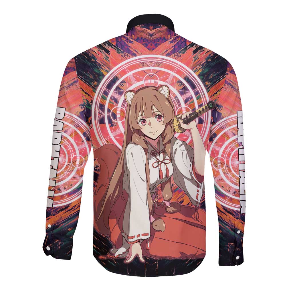 Raphtalia The Rising of the Shield Hero Long Sleeve Button Shirt with Magical Circle Effects and Energetic Battle Pose - The Mazicc